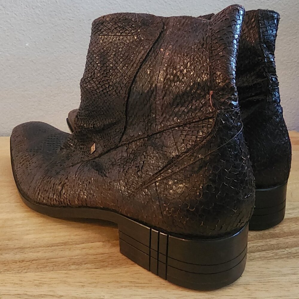 Jo Ghost Boots Mens Size 45 Exotic Leather Zipper Ankle Made In Italy Dress - Picture 7 of 16